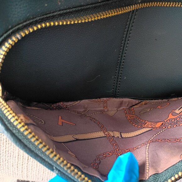 Quilted Faux Leather Backpack Purse Cypress green - Chain Strap, front pocket - Picture 5 of 6